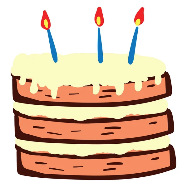 Születésnapi Torta Illusztráció Vektor Fehér Alapon — Stock Vector