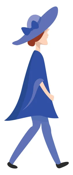 Kobieta Niebieskiej Sukni Ilustracja Wektor Białym Tle — Wektor stockowy