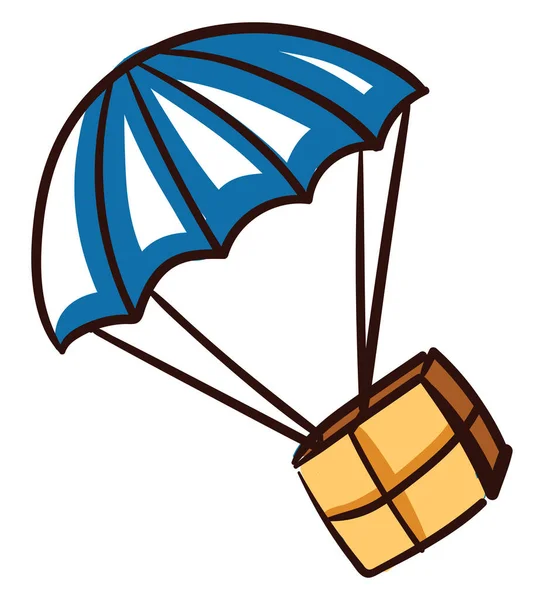 Parachute Avec Boîte Illustration Vecteur Sur Fond Blanc — Image vectorielle