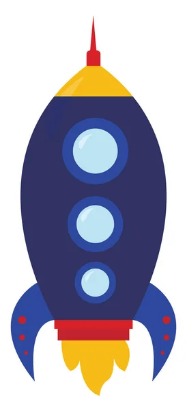 Blauwe Raket Schip Illustratie Vector Witte Achtergrond — Stockvector