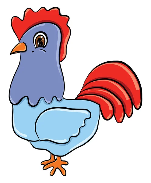 Blue Rooster Illustration Vector White Background — Stock Vector