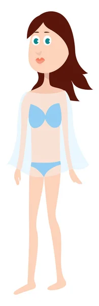 Femme Maillot Bain Bleu Illustration Vecteur Sur Fond Blanc — Image vectorielle