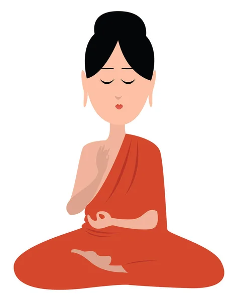 Mulher Meditando Ilustração Vetor Sobre Fundo Branco —  Vetores de Stock