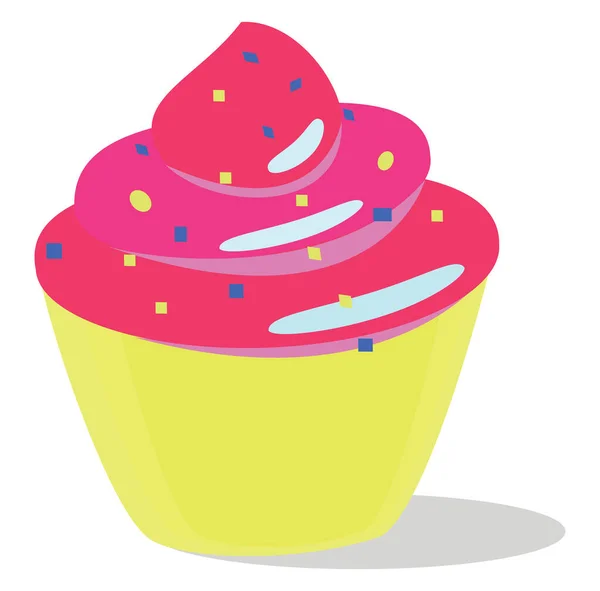 Piros Cupcake Illusztráció Vektor Fehér Háttér — Stock Vector