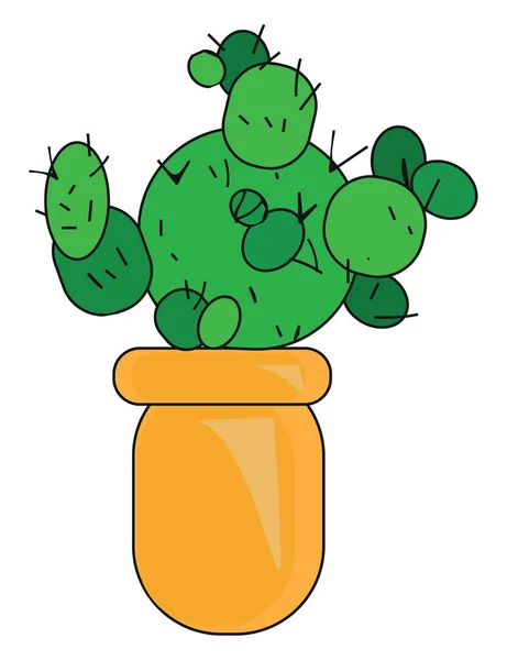 Cactus Redondo Ilustración Vector Sobre Fondo Blanco — Vector de stock