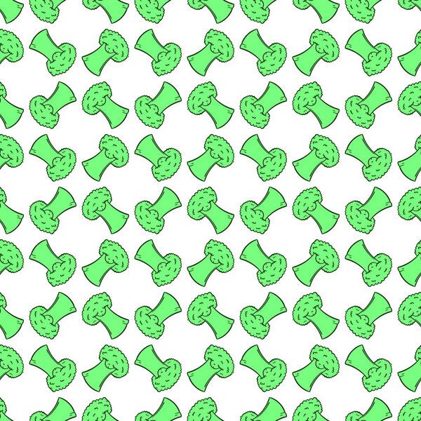 Cute broccoli pattern, illustration, vector on white background