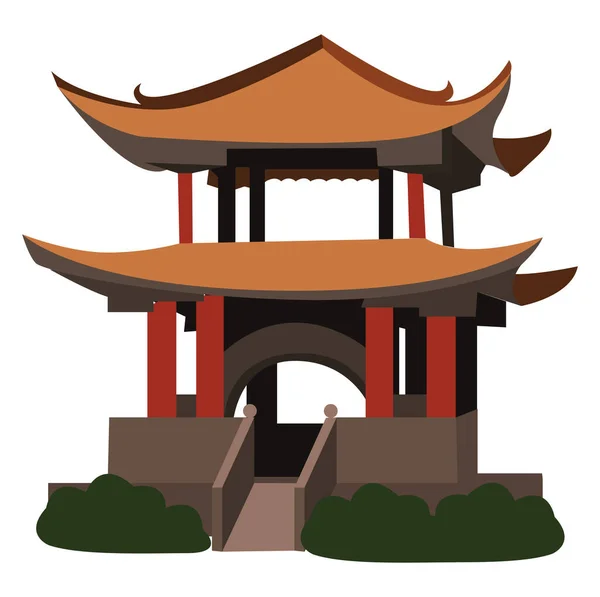 Kína Templom Illusztráció Vektor Fehér Háttér — Stock Vector