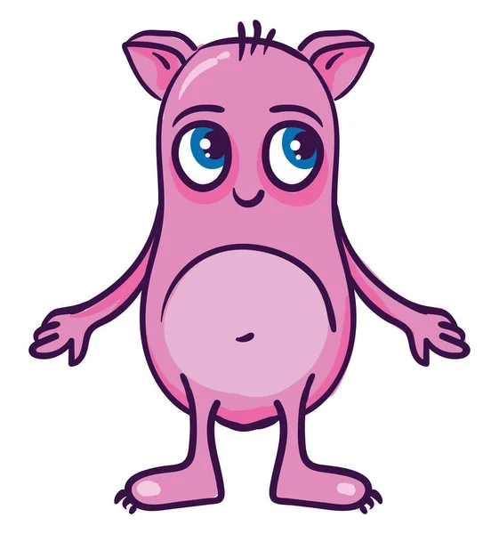 Schattig Roze Monster Illustratie Vector Witte Achtergrond — Stockvector