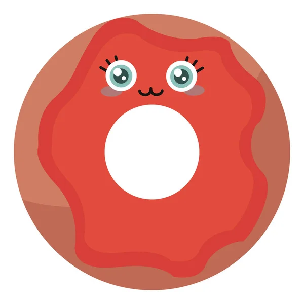 Cute Red Donut Illustration Vector White Background — Stock Vector