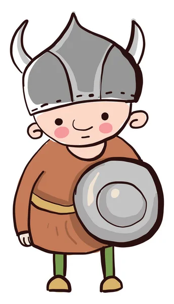 Niño Vikingo Ilustración Vector Sobre Fondo Blanco — Archivo Imágenes Vectoriales