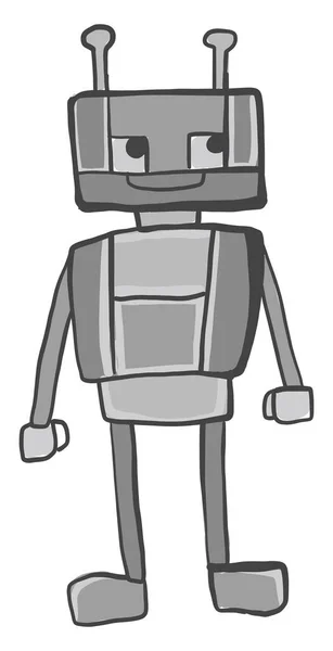 Robot Gris Illustration Vecteur Sur Fond Blanc — Image vectorielle