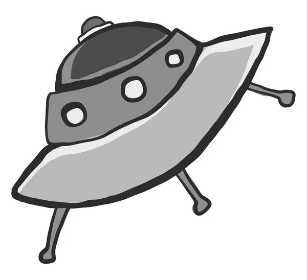 Grijze Ufo Illustratie Vector Witte Achtergrond — Stockvector