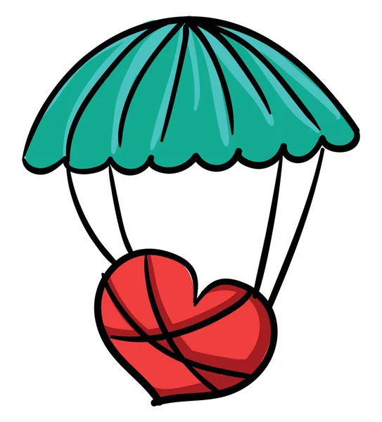 Parachute Met Hart Illustratie Vector Witte Achtergrond — Stockvector