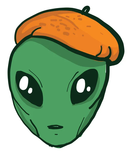 Alien Med Hatt Illustration Vektor Vit Bakgrund — Stock vektor