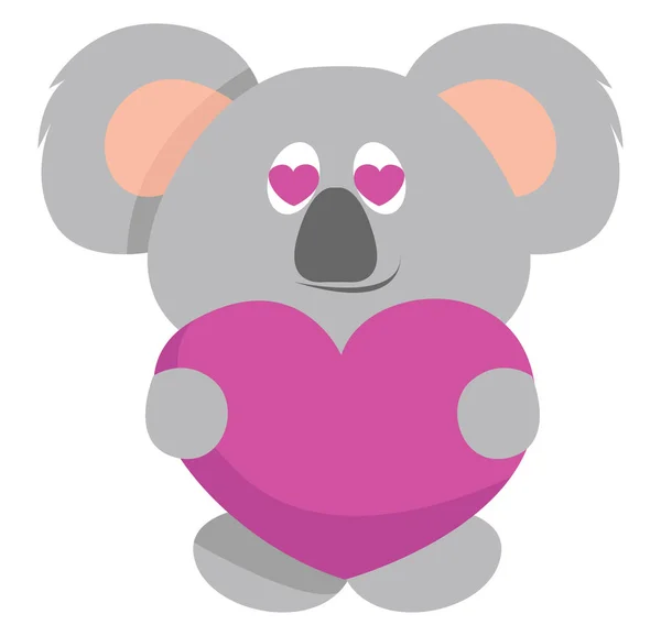 Koala Con Corazón Ilustración Vector Sobre Fondo Blanco — Archivo Imágenes Vectoriales