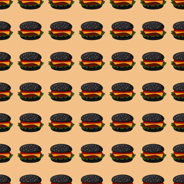 Μαύρο Μοτίβο Burger Εικονογράφηση Διάνυσμα Λευκό Φόντο — Διανυσματικό Αρχείο