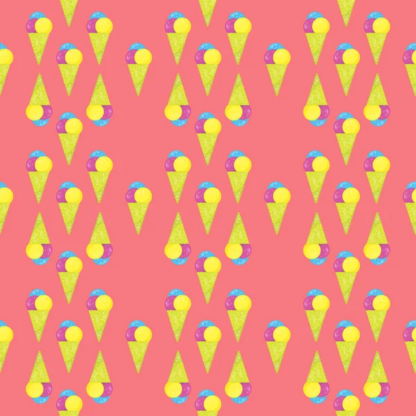 アイスクリームのパターン イラスト 白い背景のベクトル — ストックベクタ