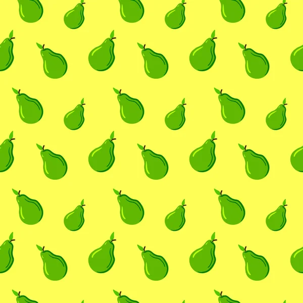 Πράσινο Αχλάδια Μοτίβο Εικονογράφηση Διάνυσμα Λευκό Φόντο — Διανυσματικό Αρχείο