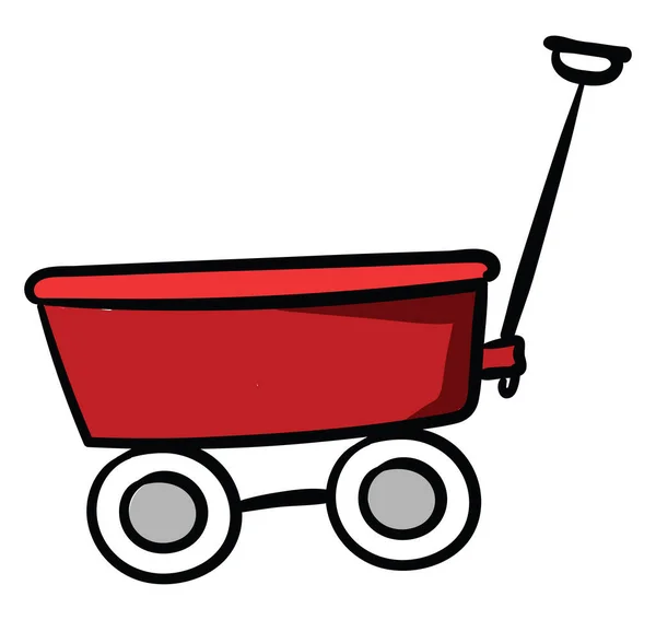 Petit Chariot Rouge Illustration Vecteur Sur Fond Blanc — Image vectorielle