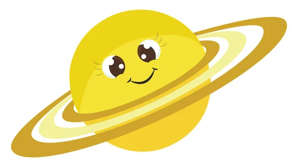Şirin Satürn Illüstrasyon Beyaz Arkaplanda Vektör — Stok Vektör