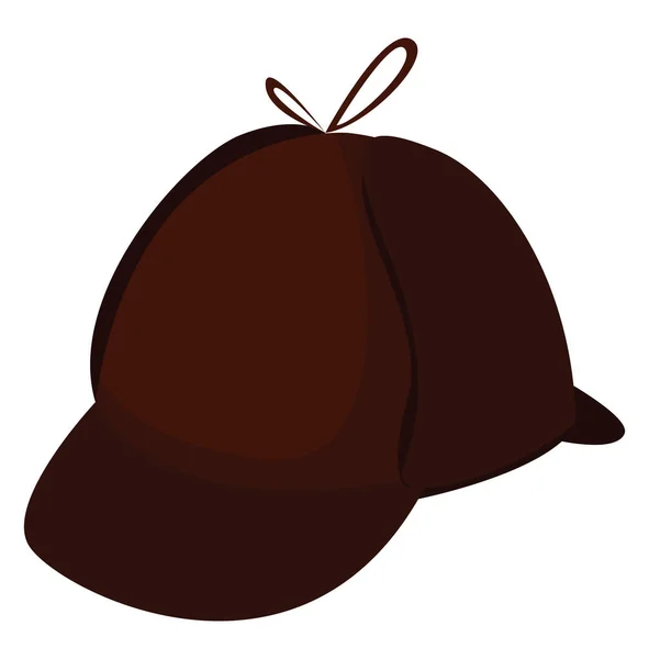 Gorra Detective Marrón Ilustración Vector Sobre Fondo Blanco — Vector de stock