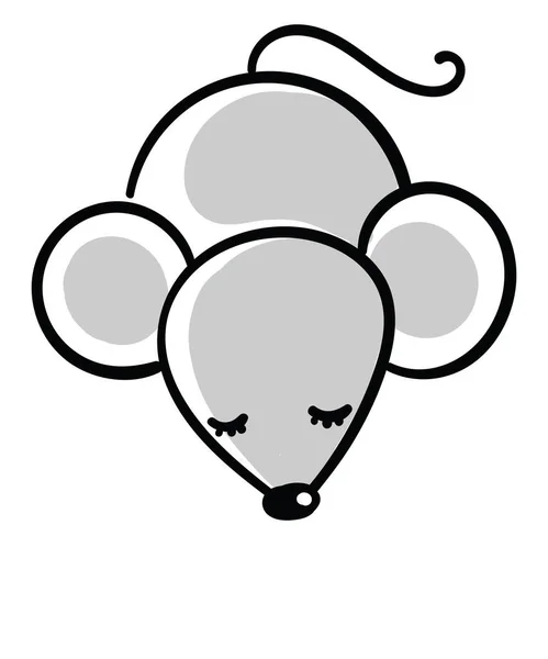 Mouse Adormecido Ilustração Vetor Sobre Fundo Branco — Vetor de Stock