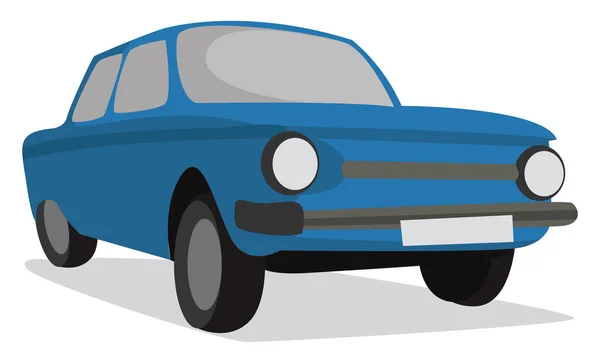 Retro Blauwe Auto Illustratie Vector Witte Achtergrond — Stockvector