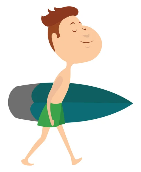 Hombre Con Tabla Surf Ilustración Vector Sobre Fondo Blanco — Archivo Imágenes Vectoriales