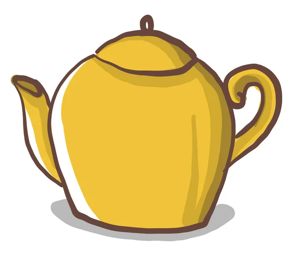 Желтый Чайник Иллюстрация Вектор Белом Фоне — стоковый вектор