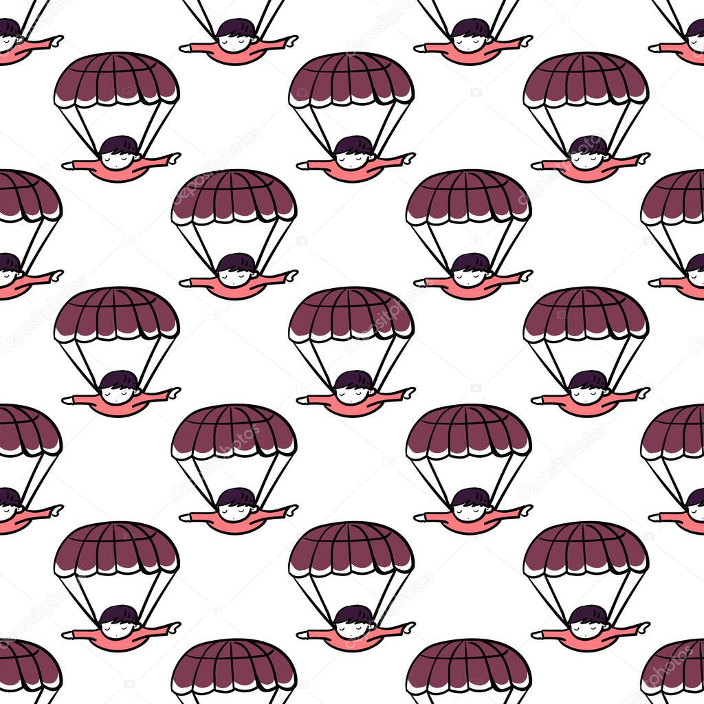 Parachutes pattern, illustration, vector on white background