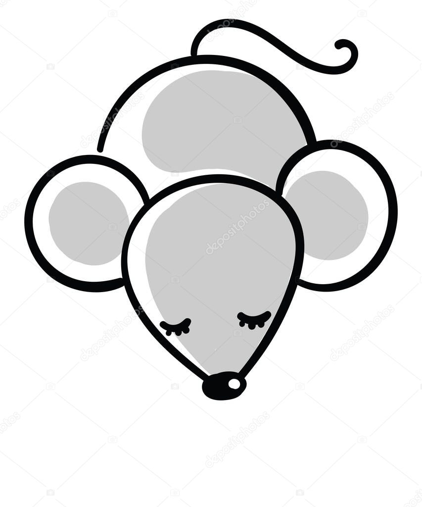 Sleeping mouse, illustration, vector on white background