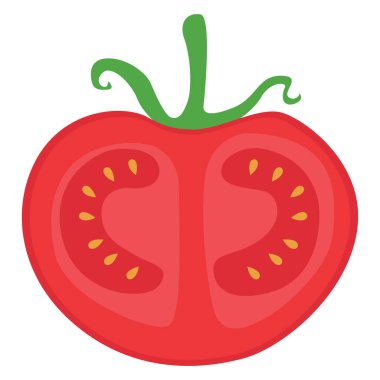 Domates yarı yarıya, illüstrasyon, beyaz arkaplan üzerindeki vektör