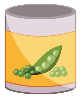 Bezelye konservesi, illüstrasyon, beyaz arkaplan üzerindeki vektör