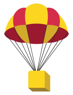 Kutulu paraşüt, resimleme, beyaz arkaplanda vektör