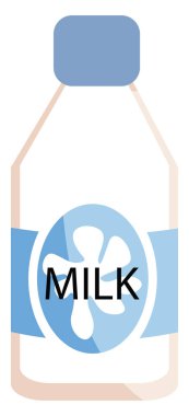 Şişedeki süt, illüstrasyon, beyaz arkaplanda vektör