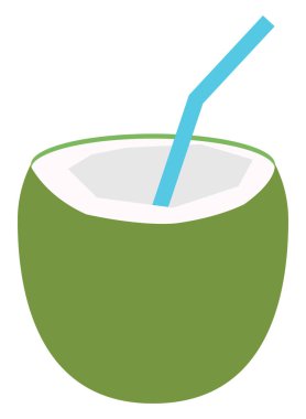 Hindistan cevizi içeceği, illüstrasyon, beyaz arkaplanda vektör