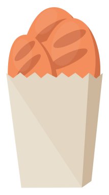 Torbada ekmek, illüstrasyon, beyaz arkaplan üzerinde vektör