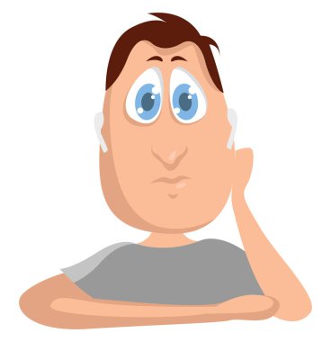 Kablosuz kulaklıklı adam, illüstrasyon, beyaz arka planda vektör.