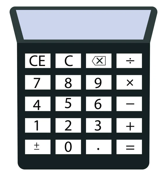 Calculadora Negra Ilustración Vector Sobre Fondo Blanco — Vector de stock