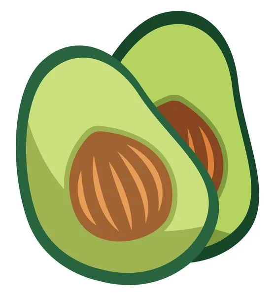 Avocado Tagliato Metà Illustrazione Vettore Sfondo Bianco — Vettoriale Stock