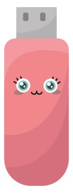 Pembe usb flaş, illüstrasyon, beyaz arkaplanda vektör