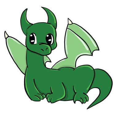 Yeşil ejderha, illüstrasyon, beyaz arkaplanda vektör