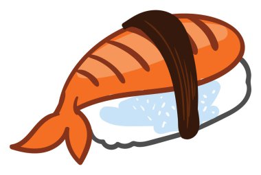 Balıklı suşi, illüstrasyon, beyaz arkaplanda vektör