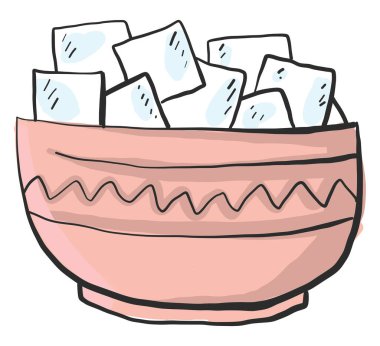 Pembe kasede şeker, illüstrasyon, beyaz arkaplanda vektör