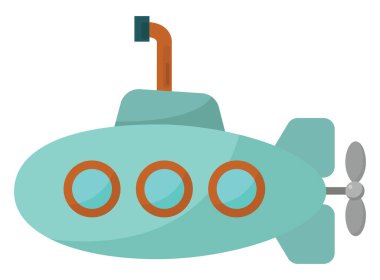 Mavi denizaltı, illüstrasyon, beyaz arkaplanda vektör