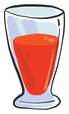 Bardakta çilek suyu, illüstrasyon, beyaz arkaplanda vektör