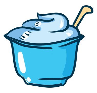 Kâsede krema, illüstrasyon, beyaz arka planda vektör.