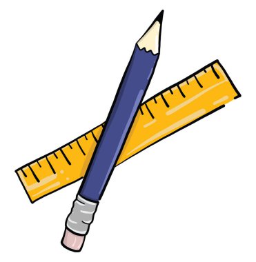 Cetvel ve kalem, illüstrasyon, beyaz arkaplan üzerindeki vektör