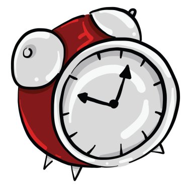 Kırmızı alarm saati, illüstrasyon, beyaz arkaplan üzerindeki vektör