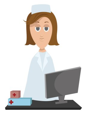 Eczacı, illüstrasyon, beyaz arkaplan vektörü